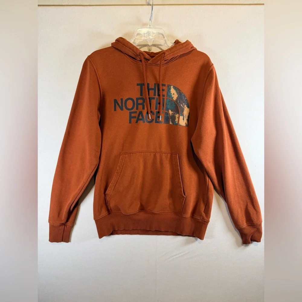 The North Face Hoodie Men’s Small Brown Pullover Graphic Logo Sweatshirt